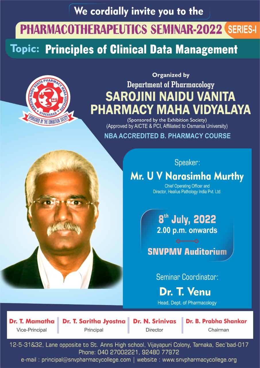Seminar on 08-07-2022  by Mr.U.V.Narasimha Murthy
