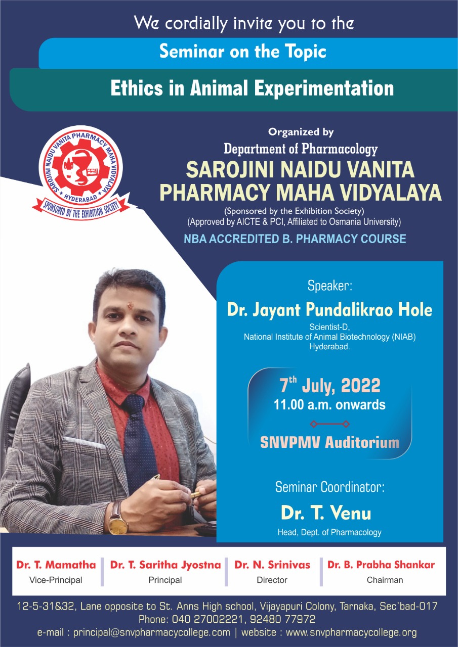 Seminar on 07-07-2022 by Dr.Jayant Pundalikrao Hole