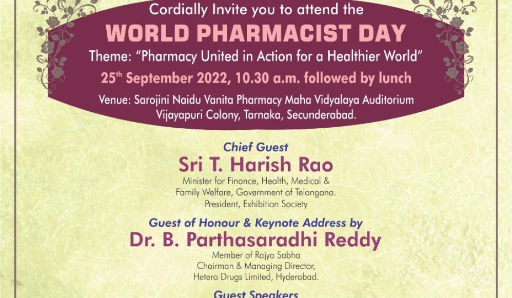 World Pharmacist Day-2022- On 25-09-2022