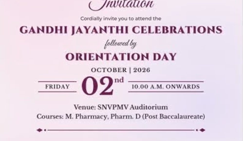 Orientation Day- M.Pharm and Pharmd (PB) students
